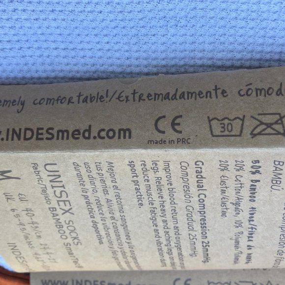 2 PR - NWT Bamboo compression socks SMARTEC unisex orange & blue sky M INDESmed - Picture 6 of 6